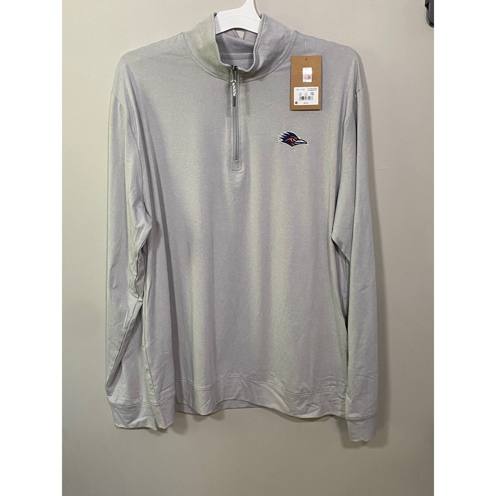 NWT Rivalry Threads Quarter Zip Mens Large Gray UTSA Roadrunners Pullover